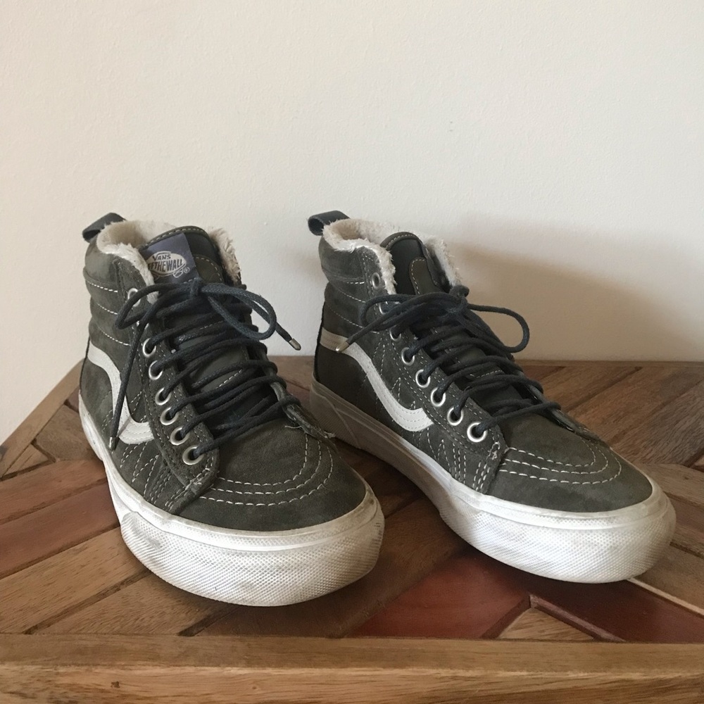 Vans suede high-tops in olive green